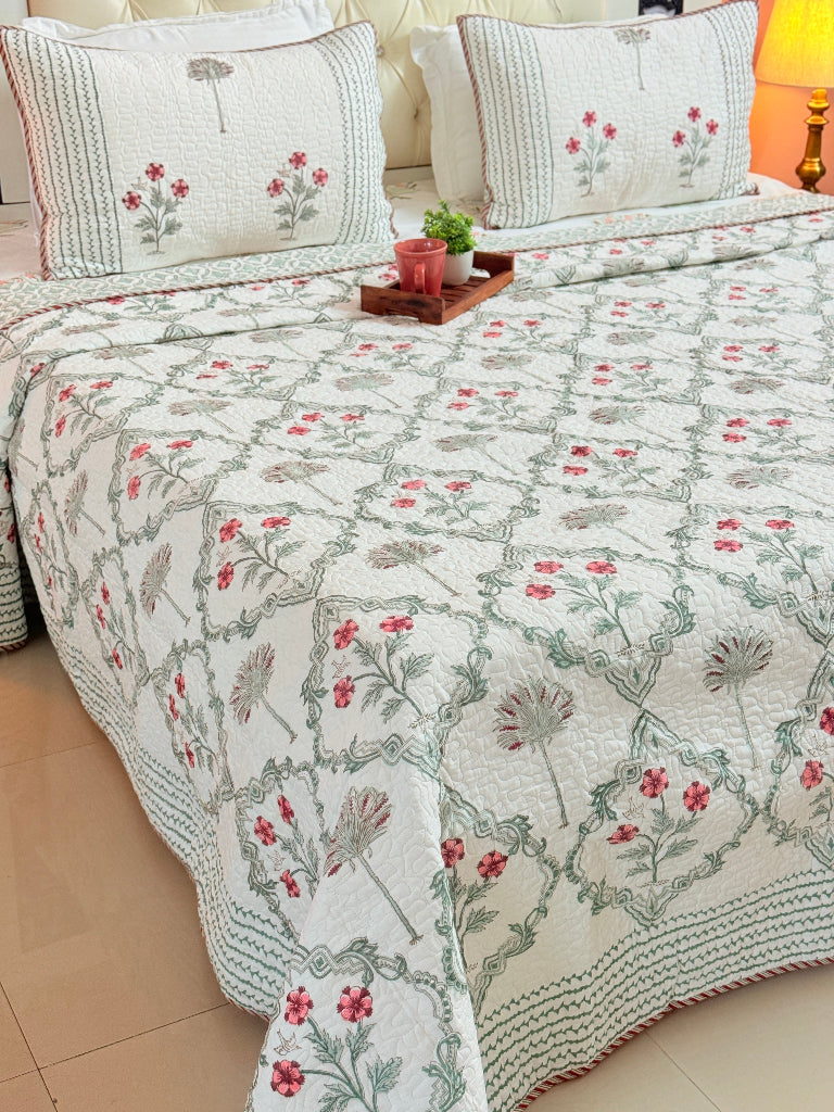 Whisper Weaves Hand Blocked Quilted Bedcover