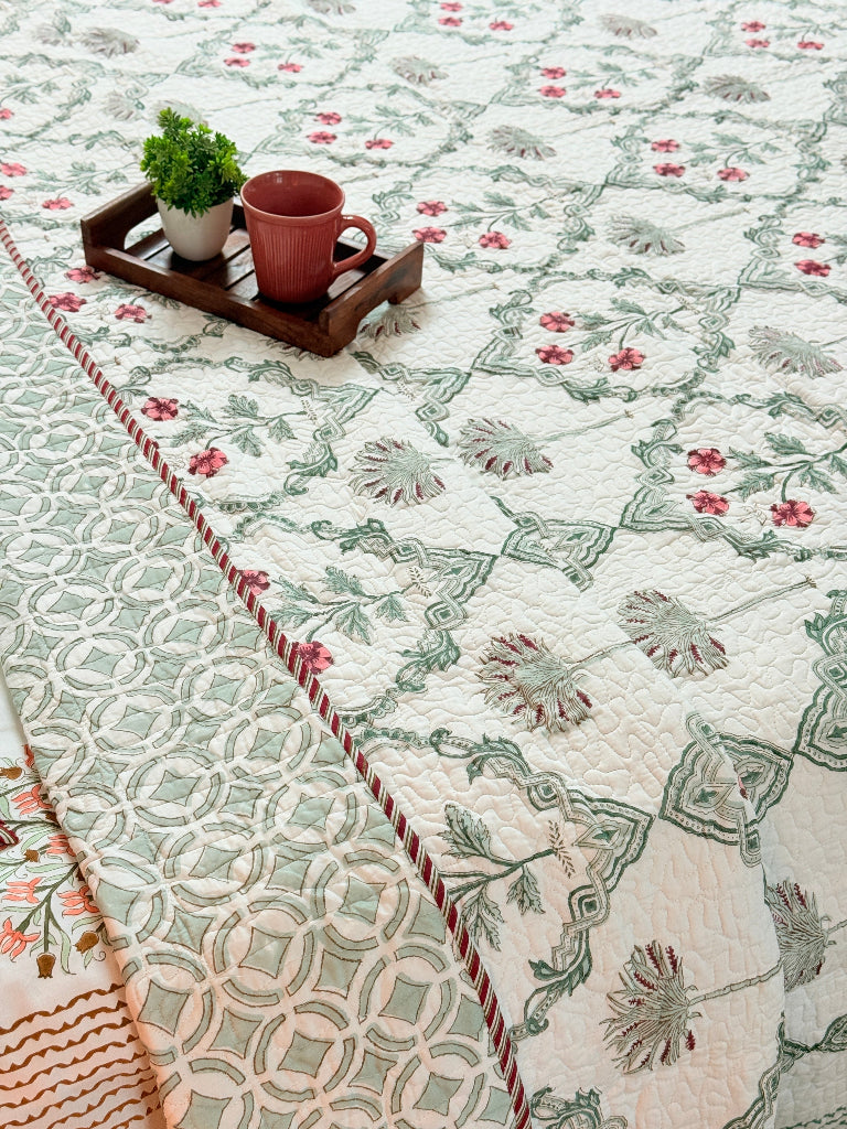 Whisper Weaves Hand Blocked Quilted Bedcover
