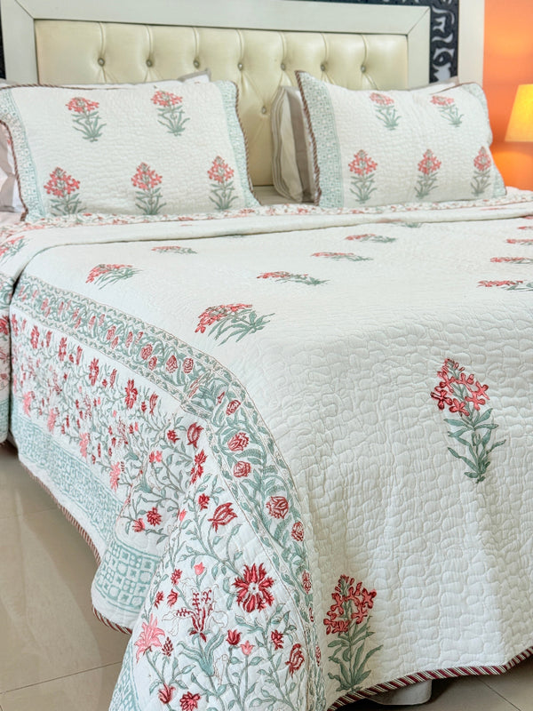 Sutradhar Hand Blocked Quilted Bedcover
