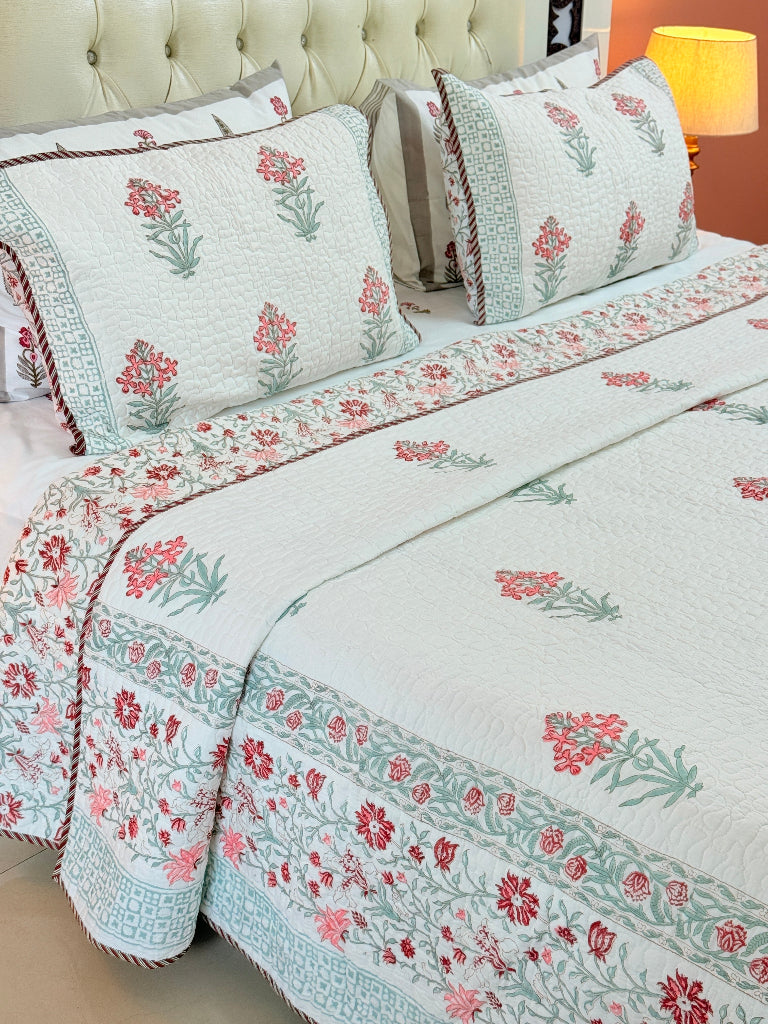 Sutradhar Hand Blocked Quilted Bedcover