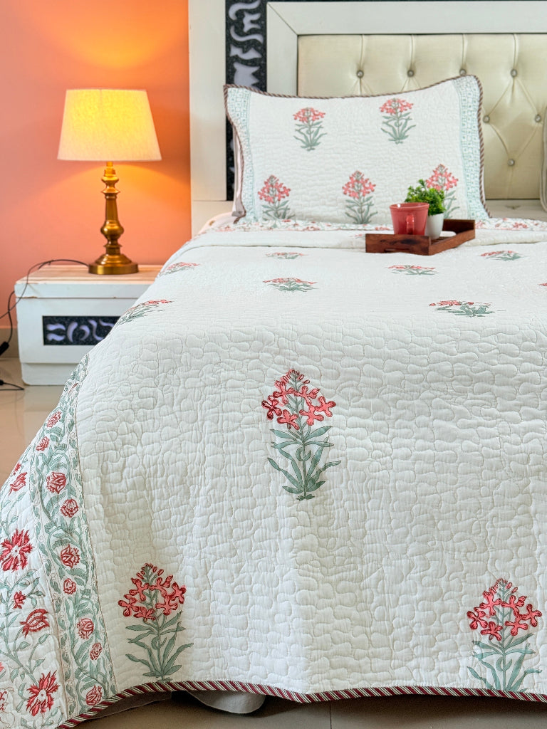 Sutradhar Hand Blocked Quilted Bedcover