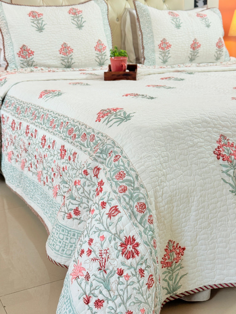 Sutradhar Hand Blocked Quilted Bedcover