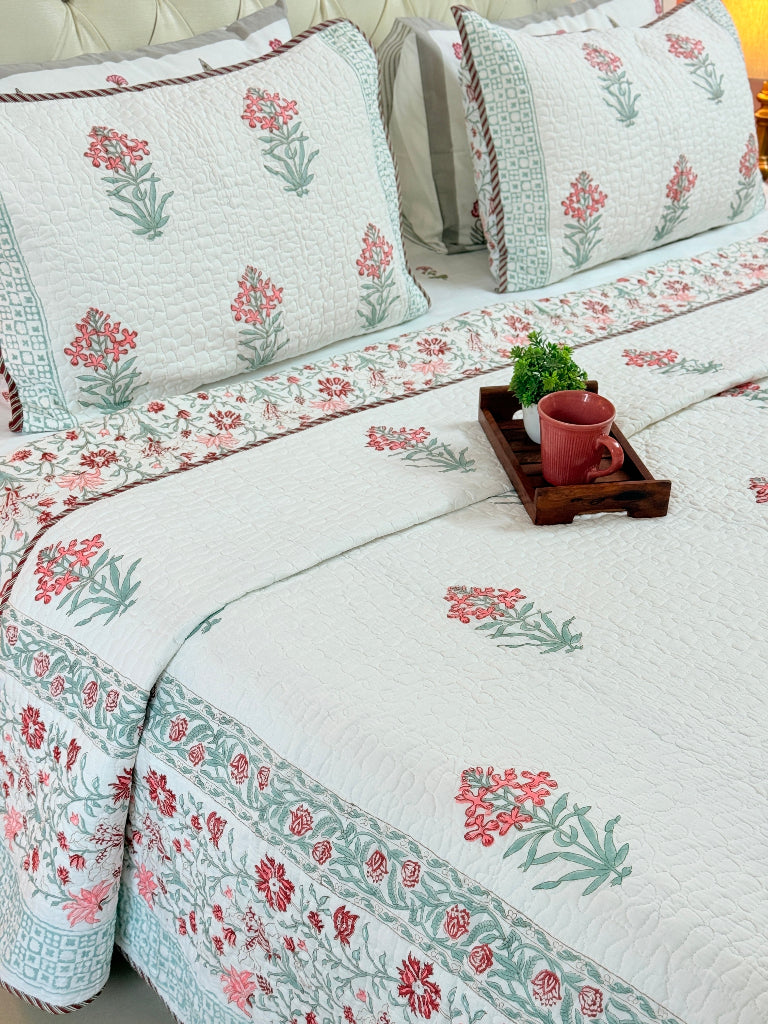 Sutradhar Hand Blocked Quilted Bedcover