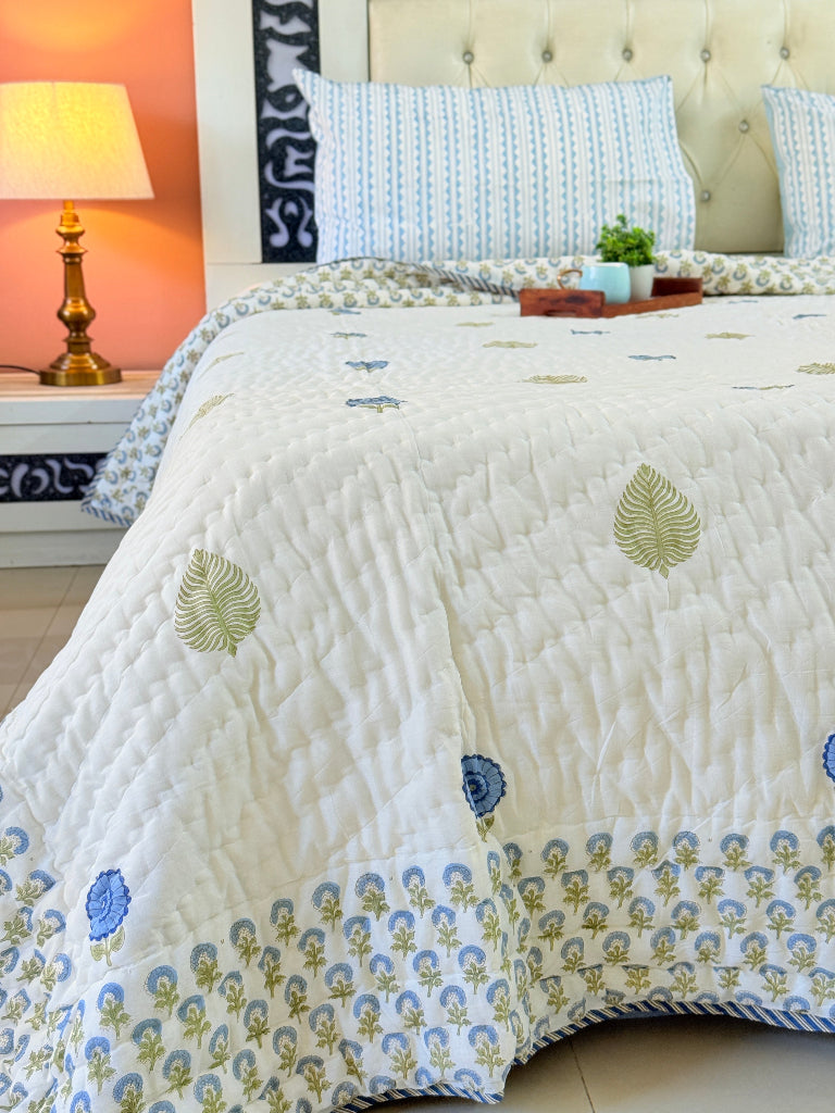 Botanic Charm Double Hand-blocked Quilt