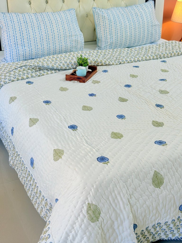 Botanic Charm Double Hand-blocked Quilt