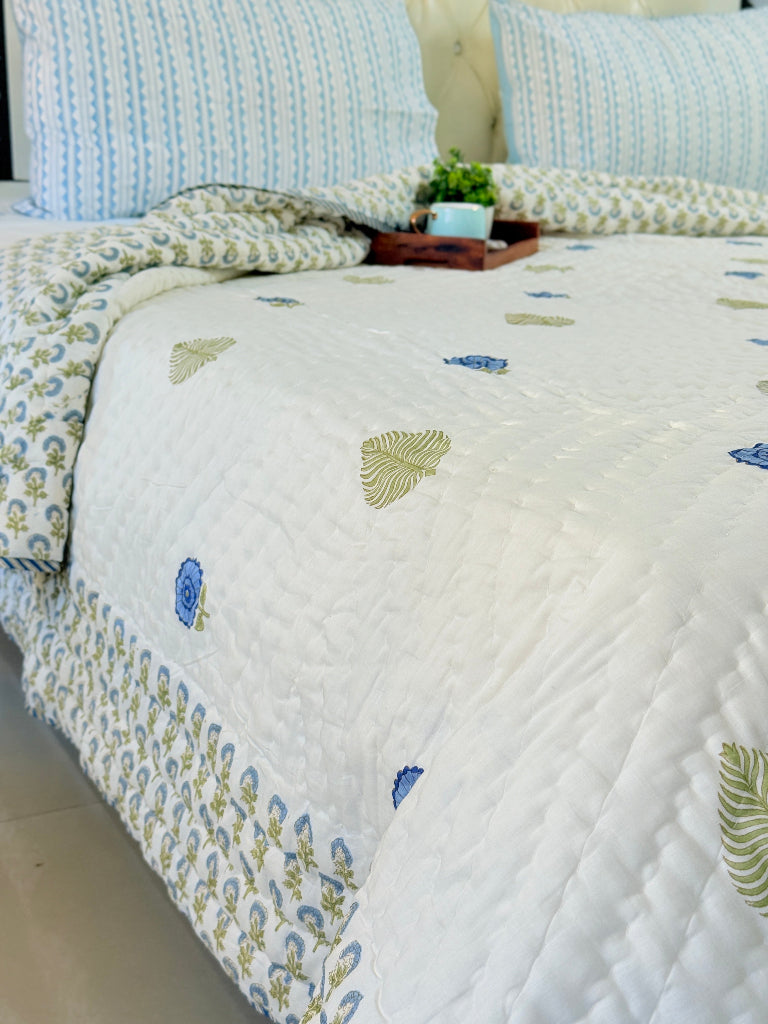 Botanic Charm Double Hand-blocked Quilt