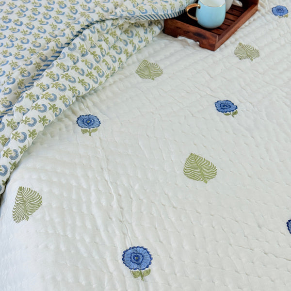 Botanic Charm Double Hand-blocked Quilt