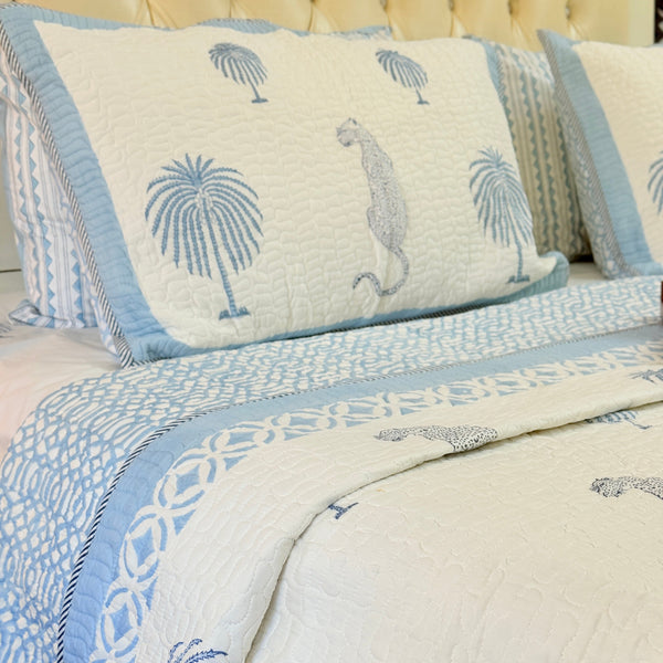 Palm Royale Hand Blocked Quilted Bedcover