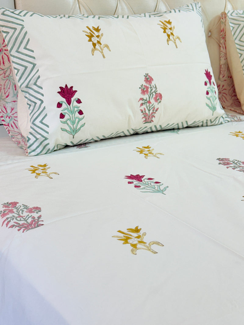 Flora Haven - Beige Base Hand Blocked Sheet