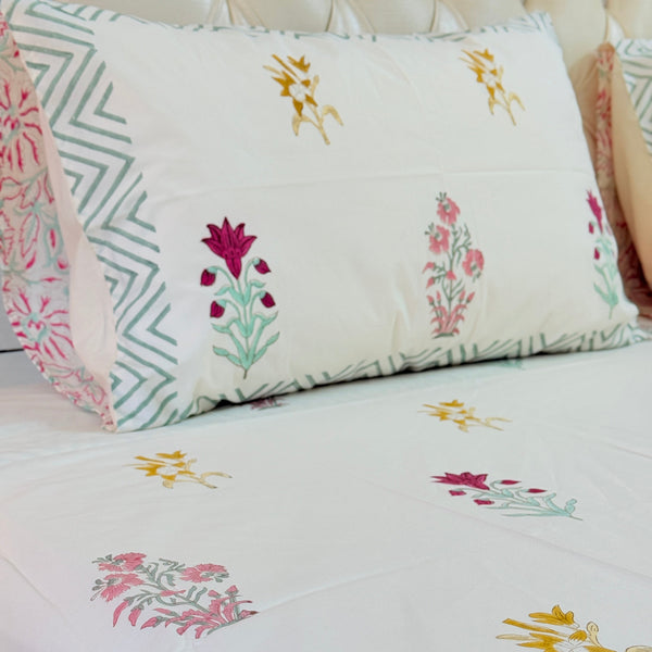 Flora Haven - Beige Base Hand Blocked Sheet