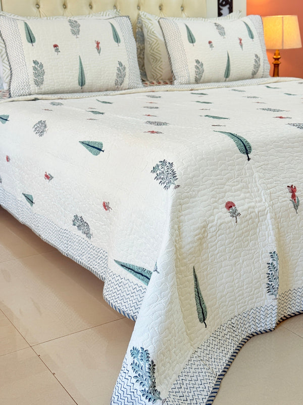 Subtle Beauty Hand Blocked Quilted Bedcover