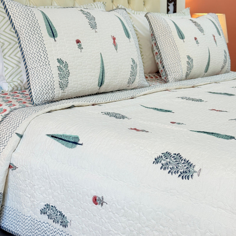 Subtle Beauty Hand Blocked Quilted Bedcover