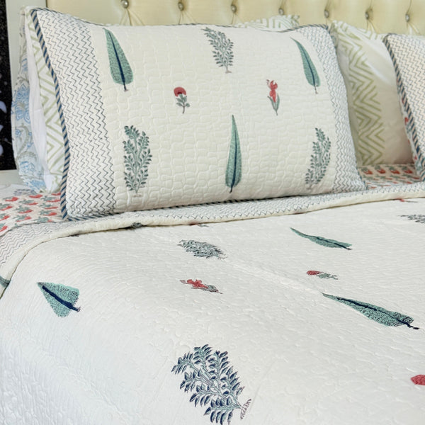 Subtle Beauty Hand Blocked Quilted Bedcover