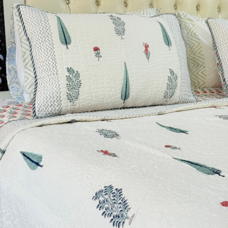 Subtle Beauty Hand Blocked Quilted Bedcover