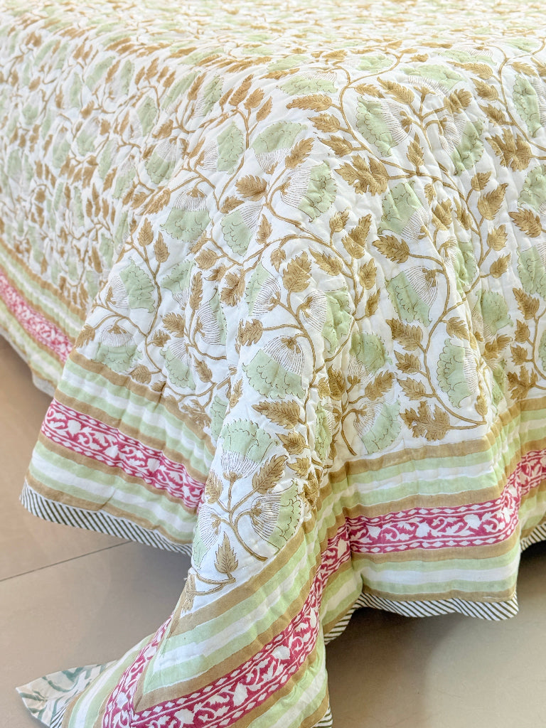Garden Soiree Double Hand-blocked Quilt
