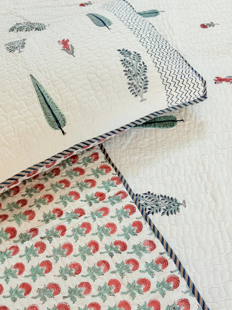 Subtle Beauty Hand Blocked Quilted Bedcover