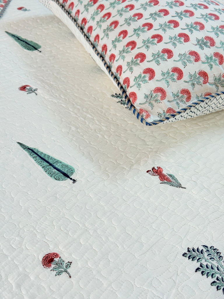 Subtle Beauty Hand Blocked Quilted Bedcover