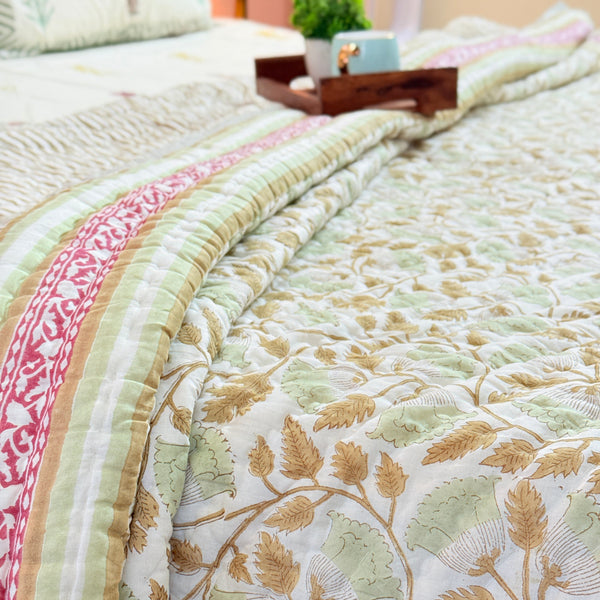 Garden Soiree Double Hand-blocked Quilt