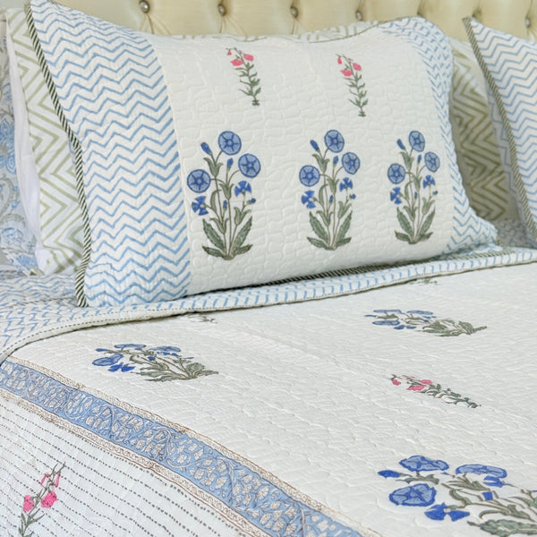 Handcrafted Harmony Hand Blocked Quilted Bedcover