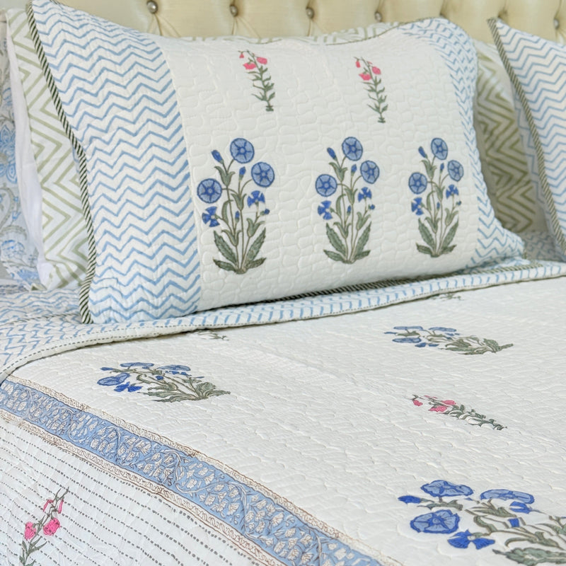 Handcrafted Harmony Hand Blocked Quilted Bedcover