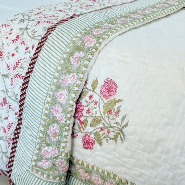 Mughal Charm Single Hand Blocked Quilt