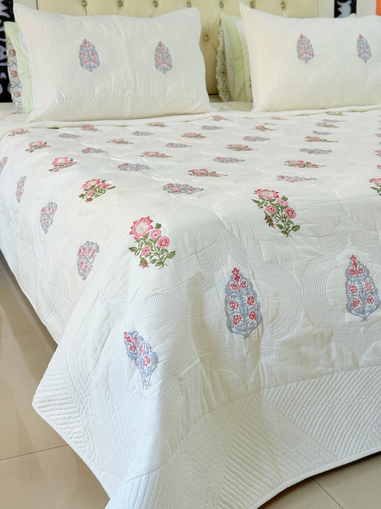 Loom and Block Hand Blocked Quilted Bedcover