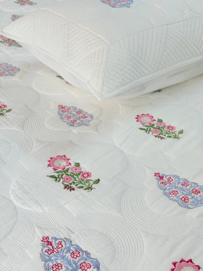 Loom and Block Hand Blocked Quilted Bedcover