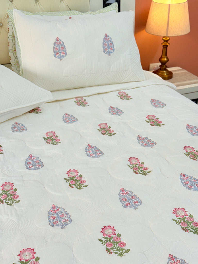 Loom and Block Hand Blocked Quilted Bedcover