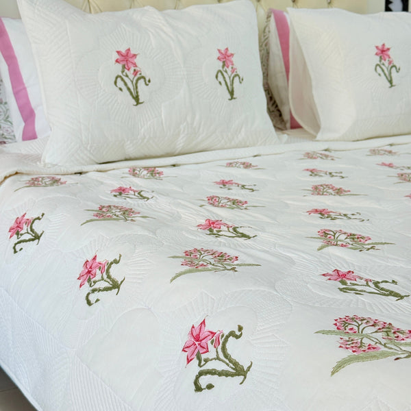 Florence Charm Hand Blocked Quilted Bedcover