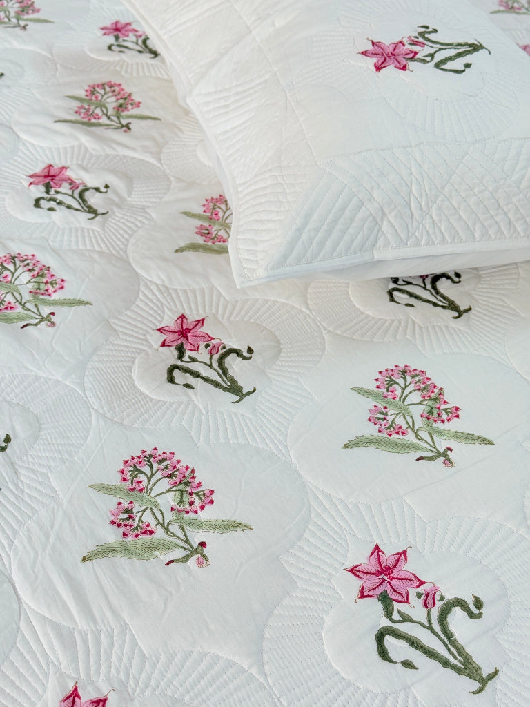 Florence Charm Hand Blocked Quilted Bedcover