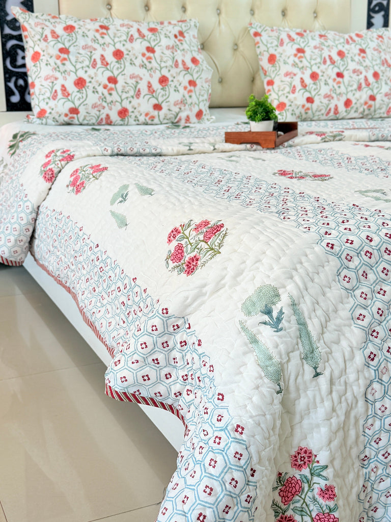 Garden Raga - Double Hand Blocked Quilt