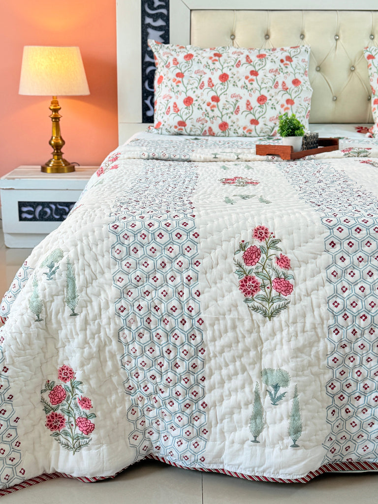 Garden Raga - Double Hand Blocked Quilt