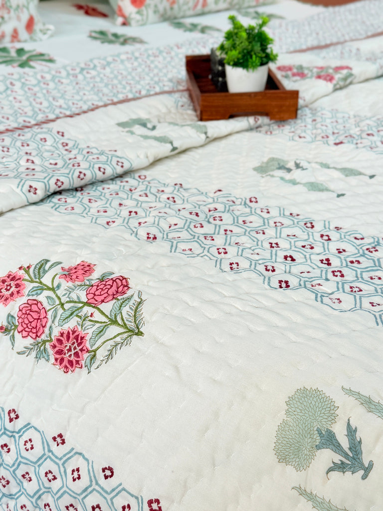 Garden Raga - Double Hand Blocked Quilt