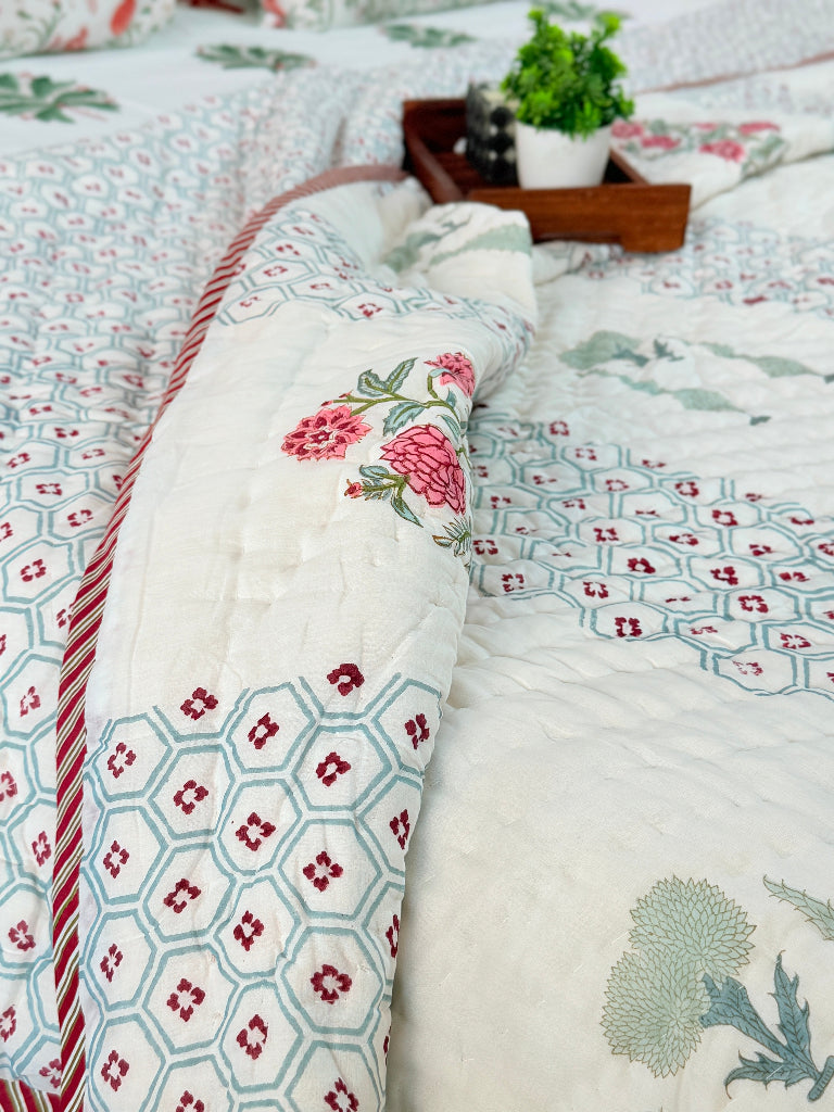 Garden Raga - Double Hand Blocked Quilt