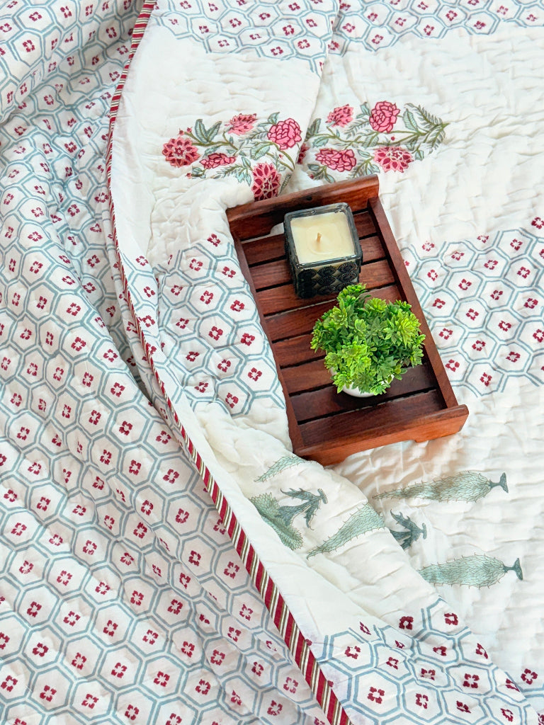 Garden Raga - Double Hand Blocked Quilt