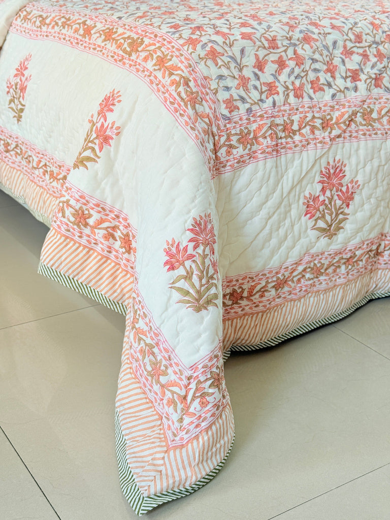 Peach Perfect Single Hand Blocked Quilt