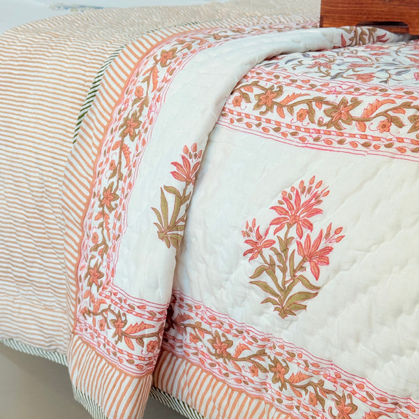 Peach Perfect Single Hand Blocked Quilt
