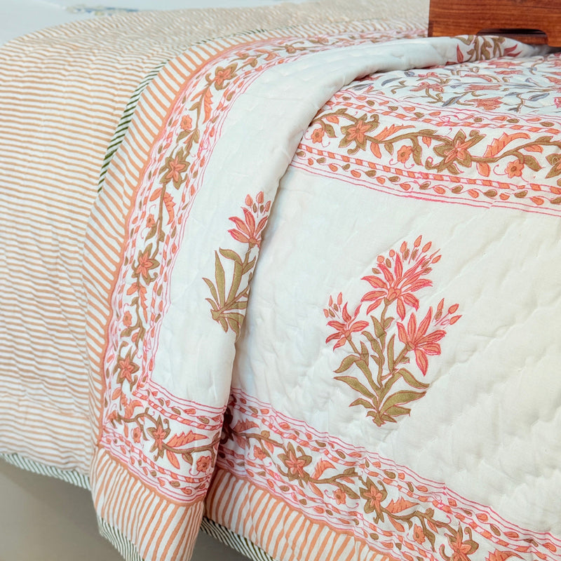 Peach Perfect Single Hand Blocked Quilt