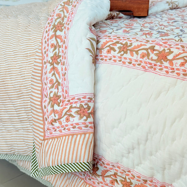 Peach Perfect Single Hand Blocked Quilt