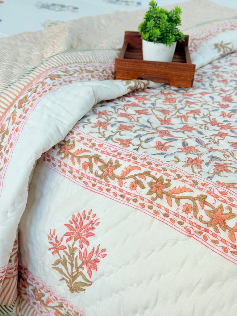 Peach Perfect Single Hand Blocked Quilt