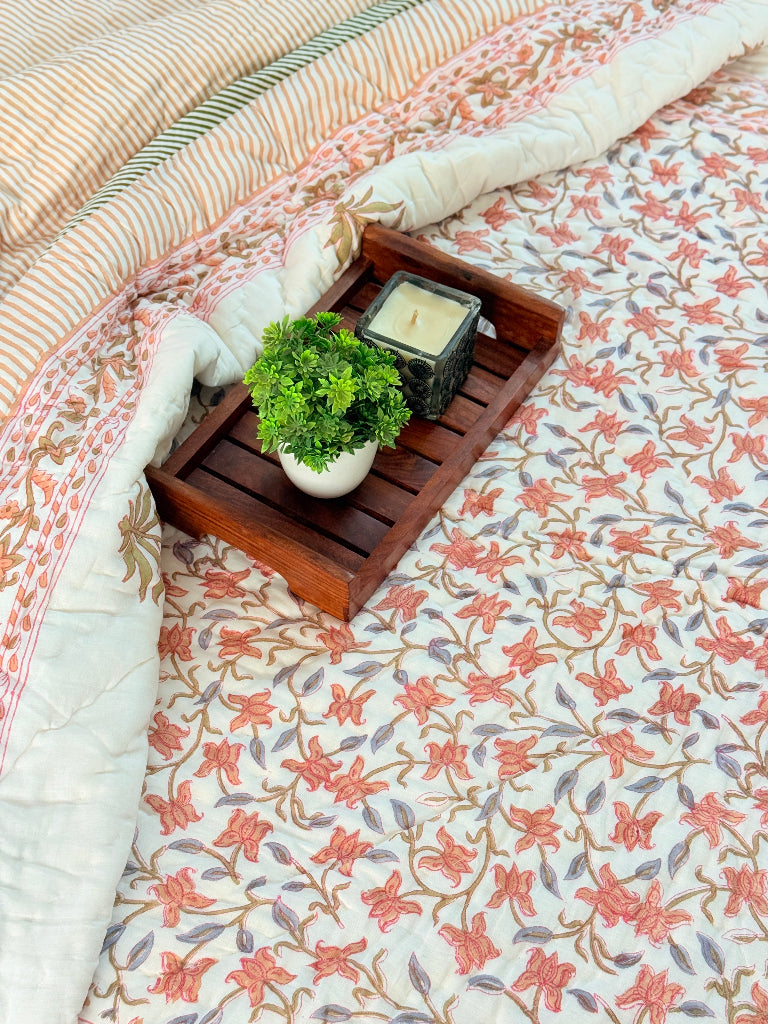 Peach Perfect Single Hand Blocked Quilt