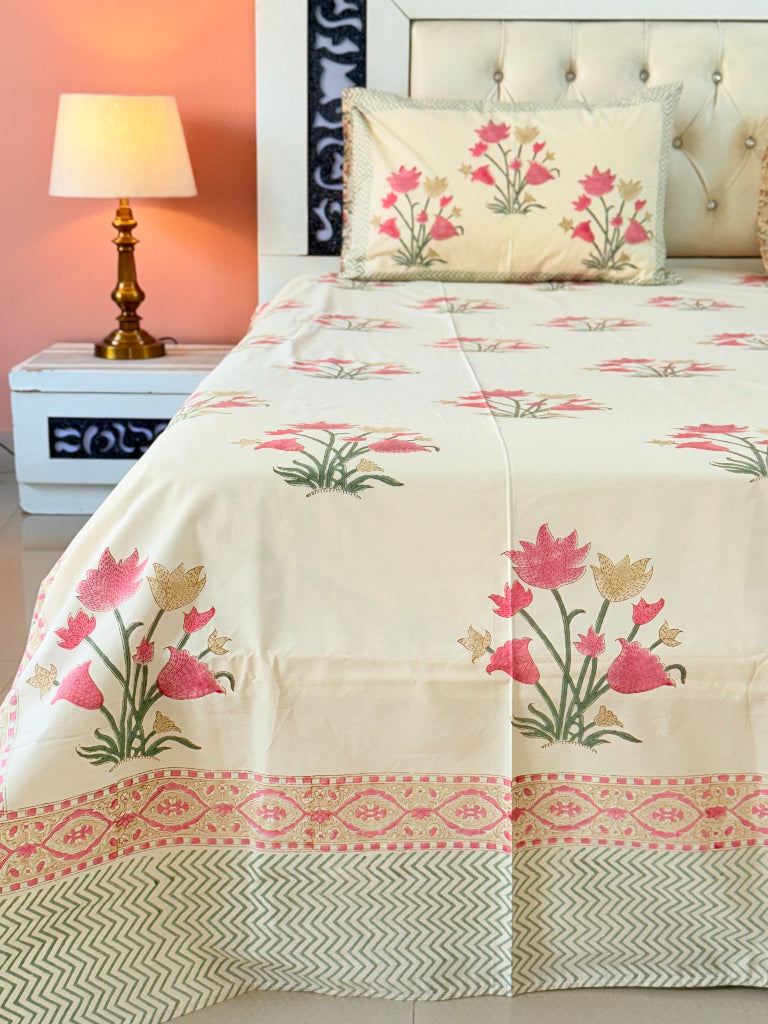 The Block Tale - Hand Blocked Sheet (Beige Base)