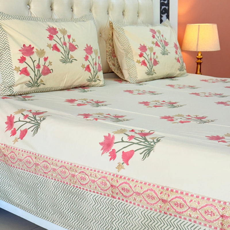 The Block Tale - Hand Blocked Sheet (Beige Base)