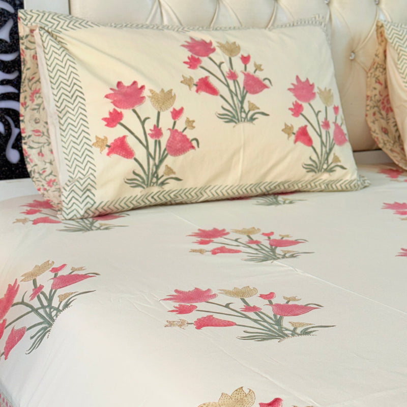 The Block Tale - Hand Blocked Sheet (Beige Base)