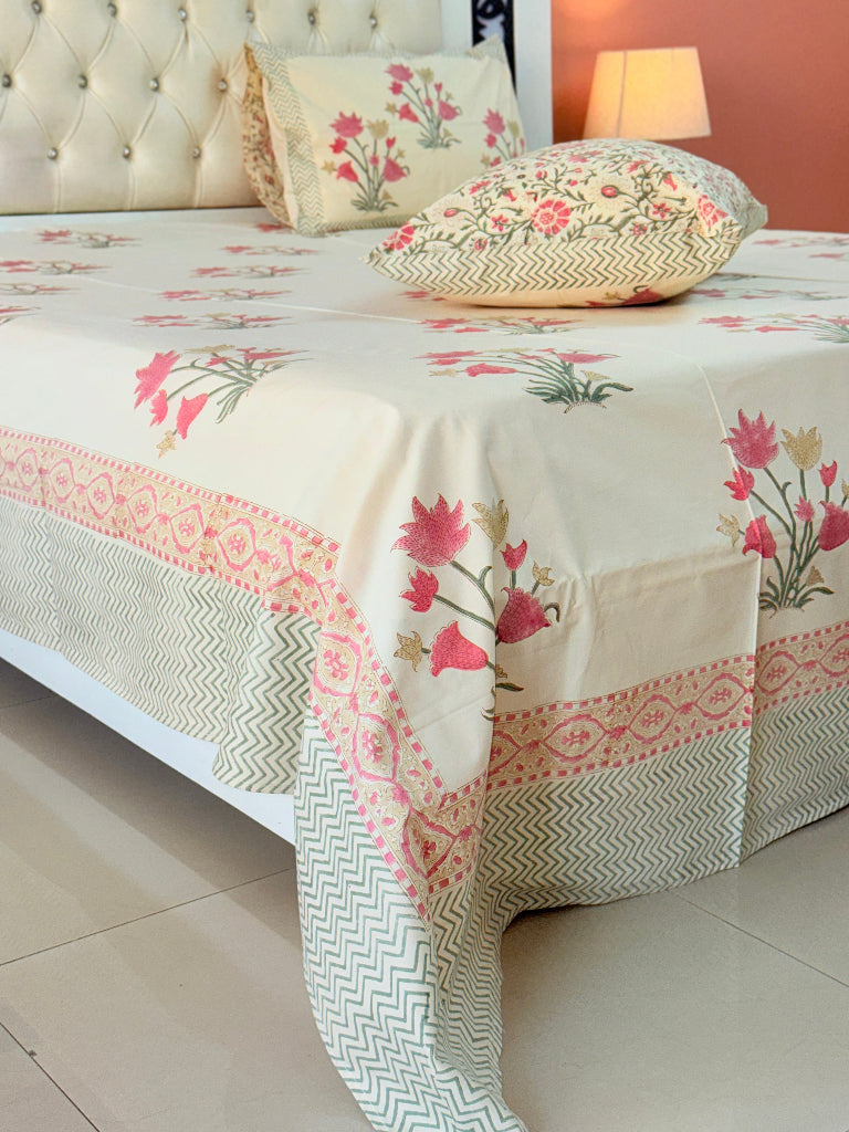 The Block Tale - Hand Blocked Sheet (Beige Base)