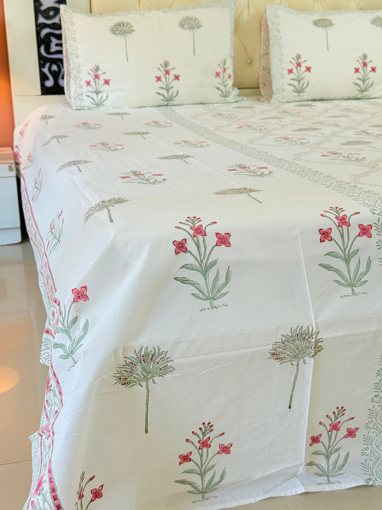 Floral Elegance Hand Blocked Sheet