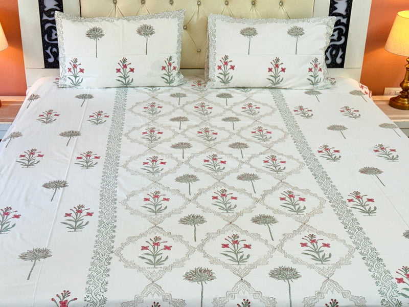 Floral Elegance Hand Blocked Sheet