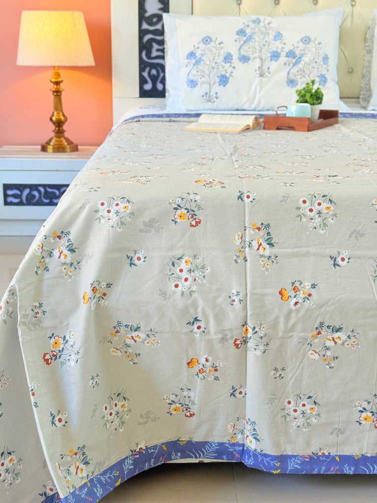 Blue Florals Single Cotton Dohar