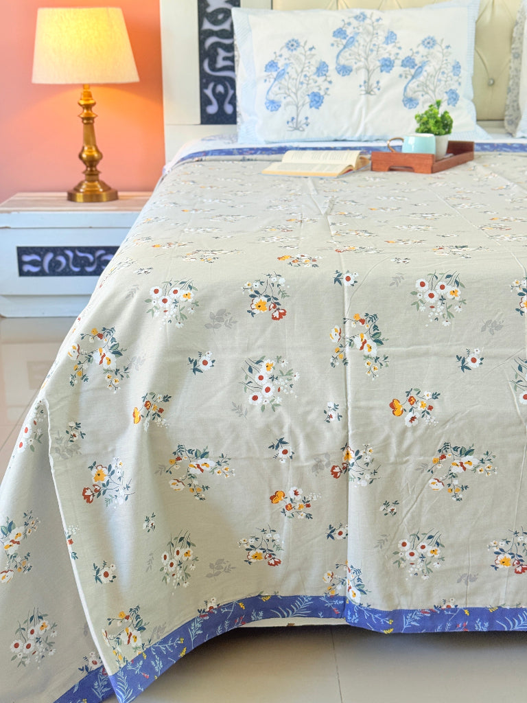 Blue Florals Single Cotton Dohar