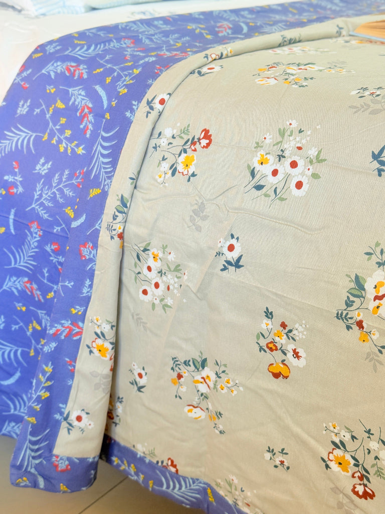 Blue Florals Single Cotton Dohar